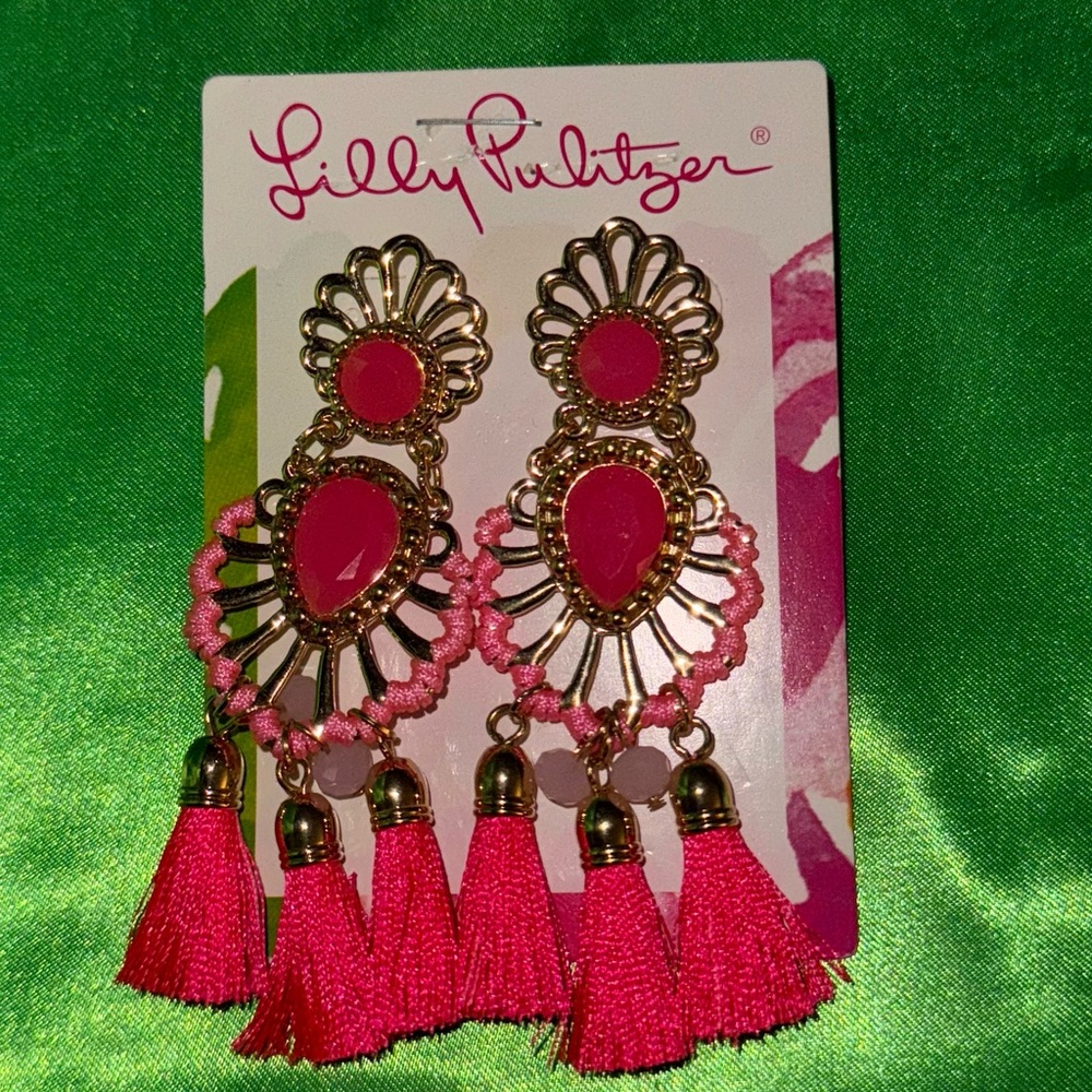 Lilly Pulitzer Prosecco Pink Breezy Beach Tassel Earrings